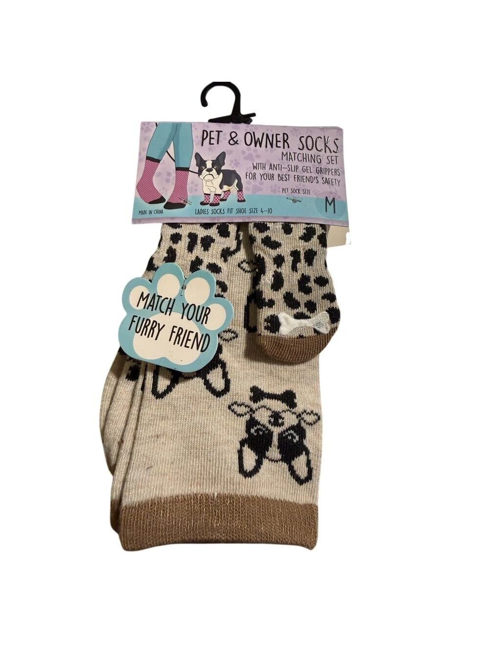 Dog & Owner Matching Human & Dog Sock Set, Boston Terrier, Medium, NWT
